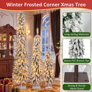 Snow Flocked Pre-Lit Pencil Christmas Tree
