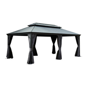 12'x20' Hardtop Gazebo with Resin Roof, Curtains, and Mosquito Netting