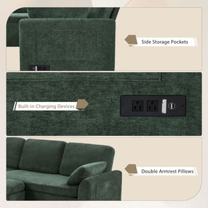 Convertible U-Shaped Sectional Sofa Bed With Reversible Chaise