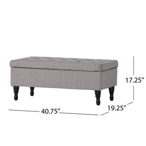 Dean Fabric Storage Wide Tufted Rectangle Ottoman - Gray