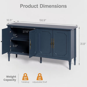 Vintage Buffet Cabinet With Adjustable Shelves