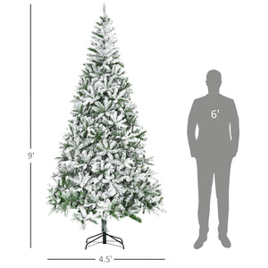 9' Tall Unlit Snow Flocked Pine Christmas Tree - Artificial Pine