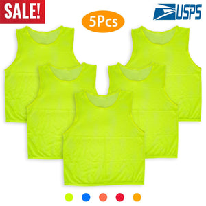 5Pcs Mesh Scrimmage Vests Soccer Basketball Team Training Pinnies Jerseys Shirt Adult Plus Size