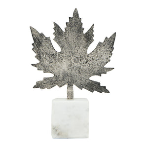 Aluminum Leaf Sculpture with Marble Base