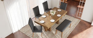 TOPMAX Farmhouse Extendable Wood Dining Table Set for 6