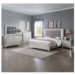 5 Drawer Bedroom Chest With Diamond Patterned Fronts - Silver