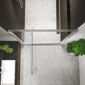 44-48"W x 74"H Pivot Shower Door with Brushed Nickel Finish