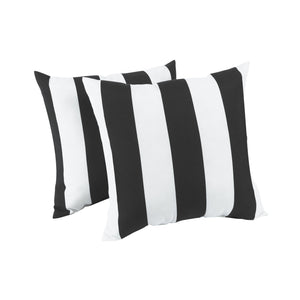 6 Pack Outdoor Pillow Covers (18x18 Inch) - Black/White Striped