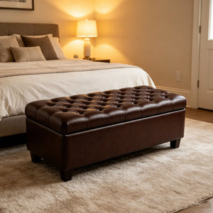 Storage Ottoman Bench With Safety Hinges