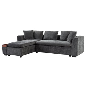 Modern L Shaped Sectional Sofa With Upholstery And Wooden Storage