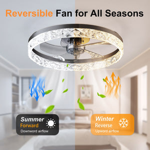 19.7" Ceiling Fan with Dimmable LED Light and Remote & App Control