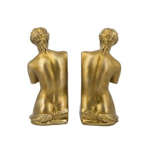 Set of 2 Venus de Milo Bust Bookends with Gold Finish
