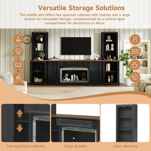 3-Piece TV Stand Set with Curved Side Cabinets for TVs Up to 70"