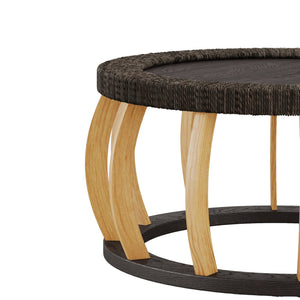 Vintage Rattan Solid Wood Round Coffee Table