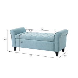 Light Blue Tufted Storage Bench