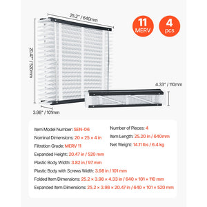 Air Filters MERV 11 Electrostatic Pleated HVAC Furnace Filter 4-Pack