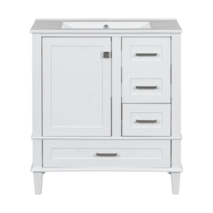 Bathroom Vanity & Tall Storage Cabinet Set With Doors, Adjustable Shelves, Soft Close Hinges, Sink