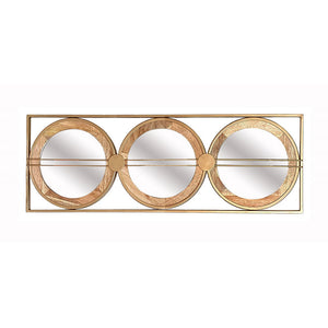 3 Mirror Piece Wall Mirror InRectangular Frame, Home Wall Decor For Bedroom Living Room - Brown
