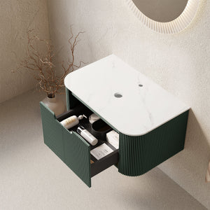 DINA 30" Wall Mounted Plywood Cabinet with Carrara