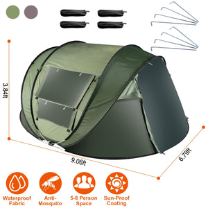 3-4 Person Pop Up Tent Automatic Setup Camping Tent Waterproof Instant Setup Tent with 2 Mosquito Net Windows Carrying Bag for Hiking Climbing Adventu