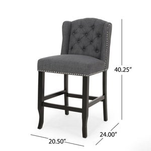 Vienna Fabric Tufted Counter Stool With Nailhead Accents (Set of 2)