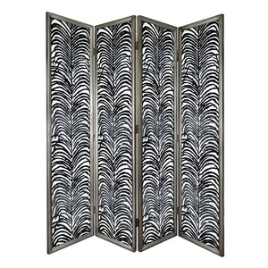 Room Divider, Herero 4 Panel Decorative Screen - Black