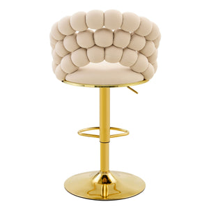 Puffy Bubble Chair, Ball Chain (Set of 2) - Beige / Gold