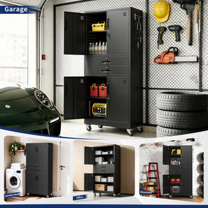 Metal Storage Cabinet with Two Drawers and Locking Doors