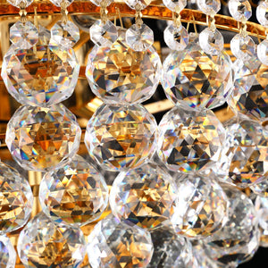 24-Inch Gold Crystal Chandelier, 12-Light French Empire Style Ceiling Light