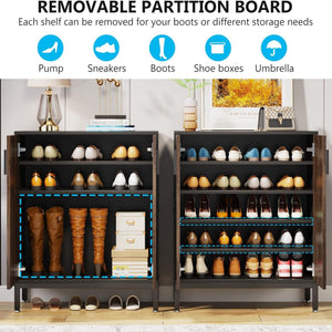 Shoe Cabinet With Doors, 5 Tiers Shoe Storage Organizer