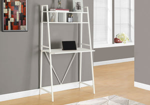 Computer Desk for Home Office, Laptop & Storage Shelves - White