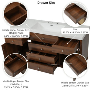 Bathroom Vanity With Sink, 5 Legs, Soft Close Drawers