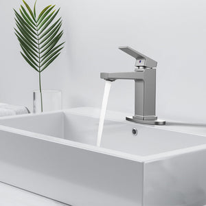 Brushed Nickel Single Handle Bathroom Faucet with Deck