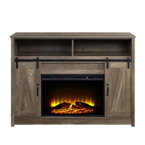 Tobias - Fireplace With Shelf Storage - Oak