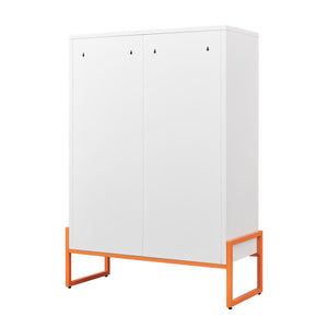 Modern Metal Shoe Cabinet With DoublebSided Doors And Adjustable Partitions