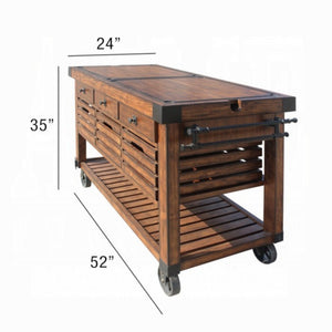 Kaif - Distressed Chestnut Kitchen Cart - Chestnut