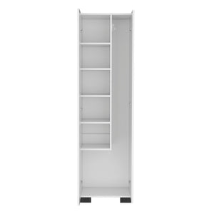 Attica Broom Cabinet Double-Door Design with Inner Shelves and Side Hangers