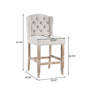 26.78'' Seat Height Vienna Contemporary Fabric Tufted Wingback Counter Stools, Set of 2
