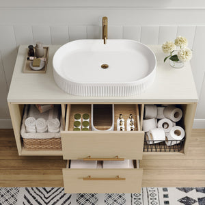 Modern 39.3 Wall-Mounted Bathroom Vanity with Ceramic Sink