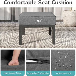 Patio Ottomans With Cushions, All-Weather Footrests (Set of 2)