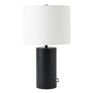 Aura - Table Lamp With On / Off Switch Block Base - Black / White