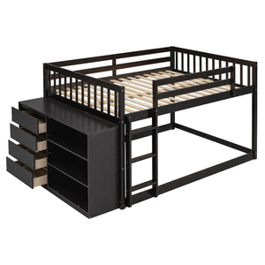 Bunk Bed With 4 Drawers and 3 Shelves