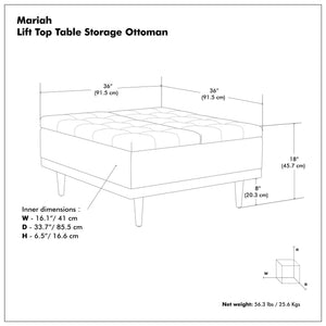 Mariah - Upholstered Lift Top Table Storage Ottoman
