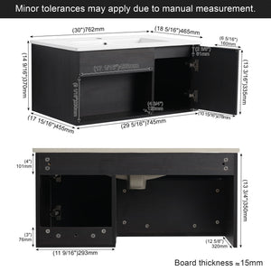 Wall Mounted Floating Bathroom Vanity With Open Shelf & Soft Close Door