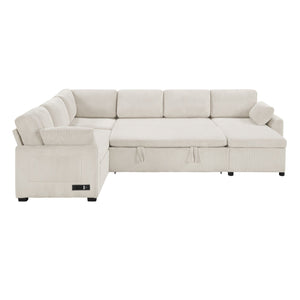 Convertible U-Shaped Sectional Sofa Bed With Reversible Chaise