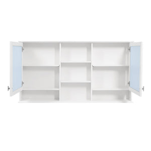 Wall Mount Mirror Cabinet With Adjustable Shelves - White
