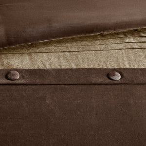 7 Piece Faux Suede Comforter Set Brown King