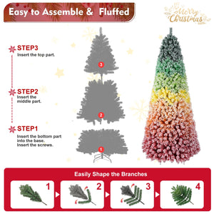 7.5ft Rainbow Gradient Flocked PVC Christmas Tree
