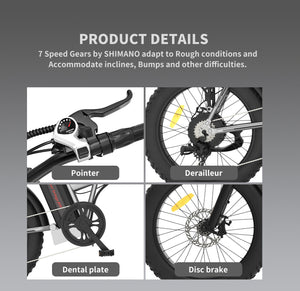 20x4.0 Inch Foldable Fat Tire Electric Bike 48V 12.5AH Extended Range Dual Disc Brakes  Fenders