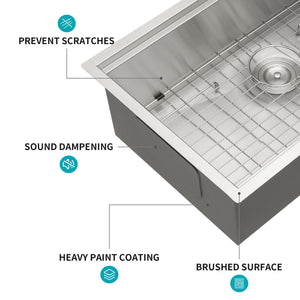30" Undermount Kitchen Sink 16 Gauge Ledge Workstation - Brushed Nickel